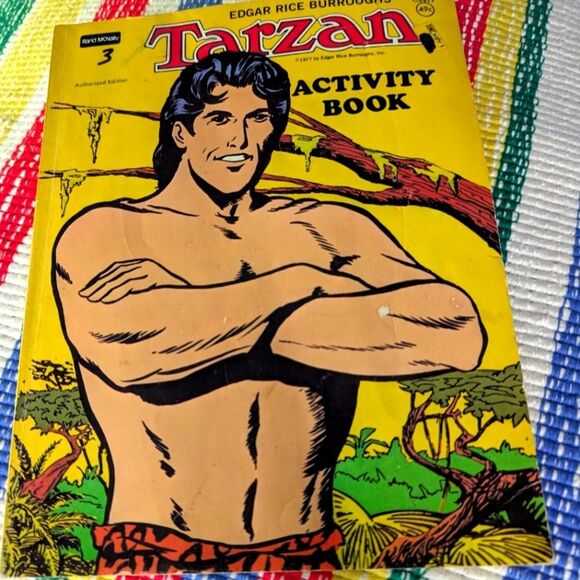TARZAN Vintage ACTIVITY BOOK 1977 Edgar R BURROUGHS Rand‎ McNally - Picture 1 of 7